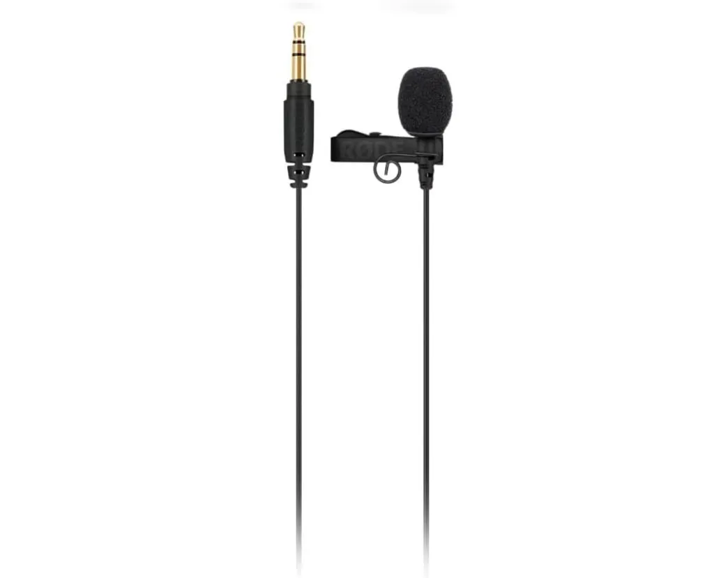 Micrófono de solapa con cable terminado en conector jack de 3.5 mm